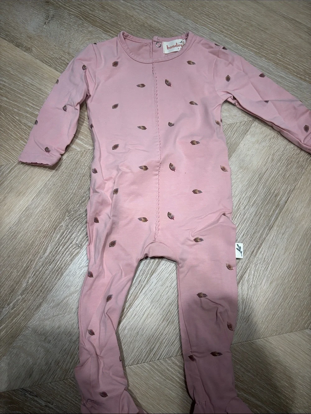 Pink Leaf-Print Kids One-Piece never worn